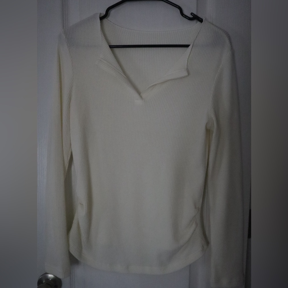 OGL Cream Ribbed Knit Top - Picture 2 of 4